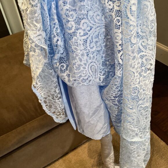 Women’s Blue Floral Lace High Low Cocktail Party Bridesmaid Dress Size XL NEW - Picture 7 of 12
